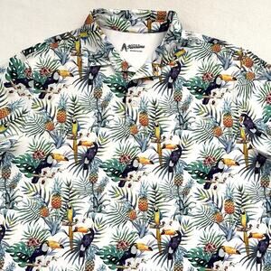 Royal And Awesome Men Toucan Pineapple Print Performance Golf Polo Shirt XXL